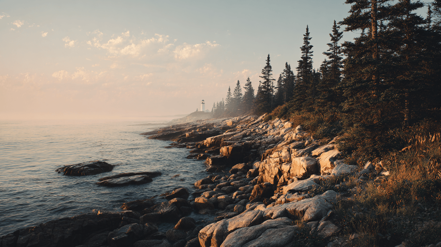 The Maine coast at dawn